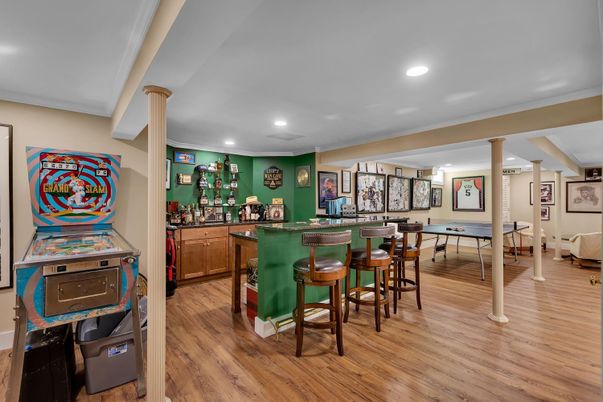Game Room, Interior, Recessed Lighting, Wood Texture Flooring