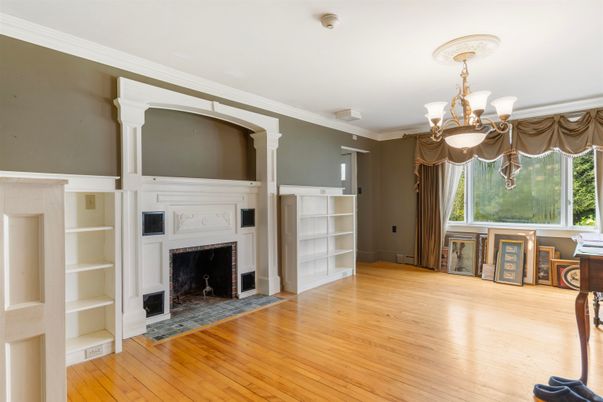 Chandelier, Empty room, Fireplace, Interior, Wood Texture Flooring