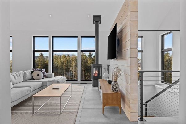 Fireplace, Interior, Living room, Recessed Lighting