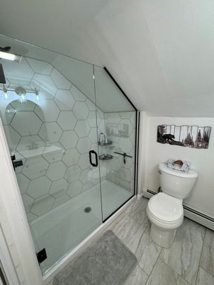Bathroom, Glass Shower, Interior, Marble Walls