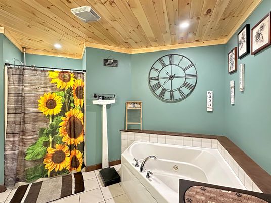 Bathroom, Interior, Recessed Lighting, Wooden Ceilings