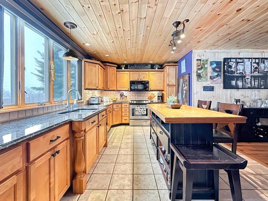 Interior, Kitchen, Stainless Steel Appliances, Wooden Ceilings