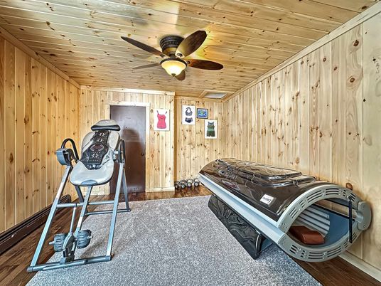 Fitness Equipment, Interior, Wooden Ceilings, Wood Texture Flooring, Wooden Walls