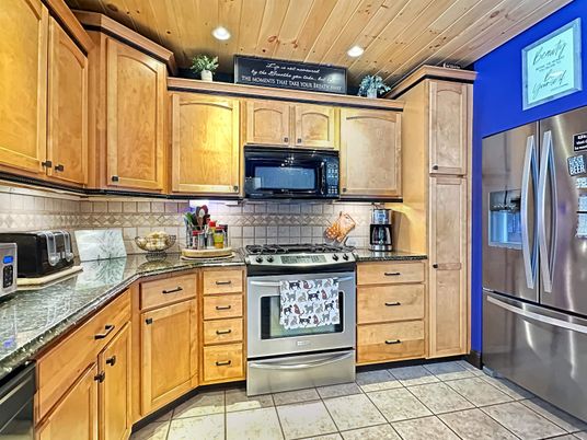 Interior, Kitchen, Recessed Lighting, Stainless Steel Appliances, Wooden Ceilings