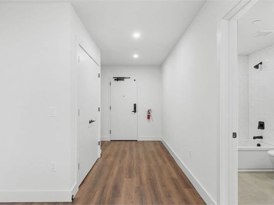 Bathroom, Interior, Recessed Lighting, Wood Texture Flooring
