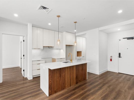 Interior, Kitchen, Pendant Lights, Recessed Lighting, Wood Texture Flooring