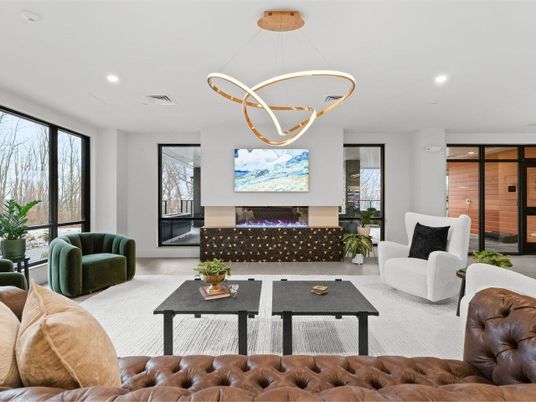 Fireplace, Interior, Living room, Pendant Lights, Recessed Lighting