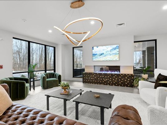 Fireplace, Interior, Living room, Pendant Lights, Recessed Lighting