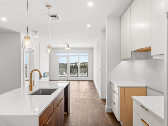 Interior, Kitchen, Pendant Lights, Recessed Lighting, Wood Texture Flooring