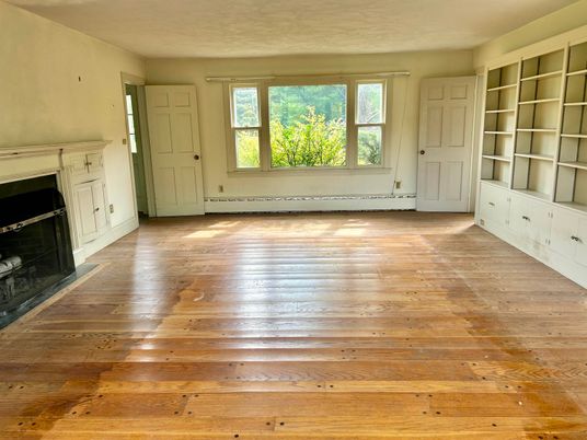 Empty room, Fireplace, Interior, Wood Texture Flooring