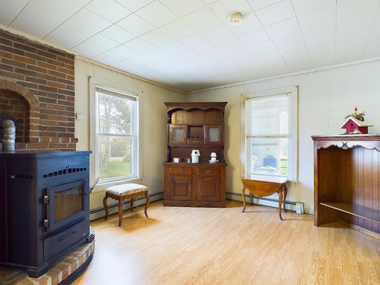 Fireplace, Interior, Stone Walls, Wood Texture Flooring