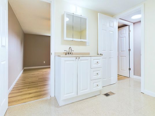 Bathroom, Interior, Recessed Lighting, Wood Texture Flooring