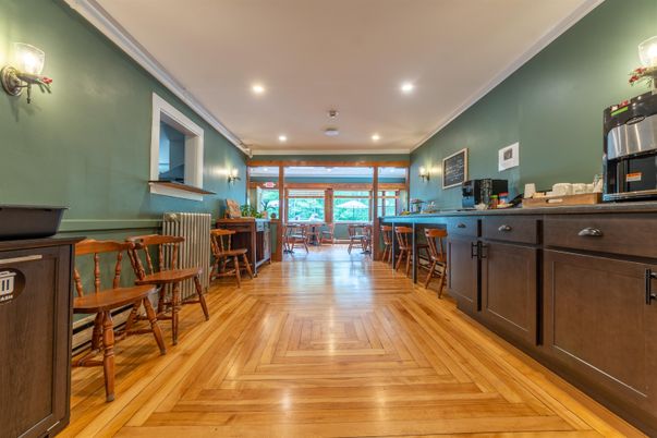 Dining room, Interior, Recessed Lighting, Wood Texture Flooring
