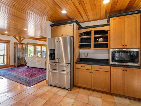 Interior, Kitchen, Recessed Lighting, Stainless Steel Appliances, Wooden Ceilings