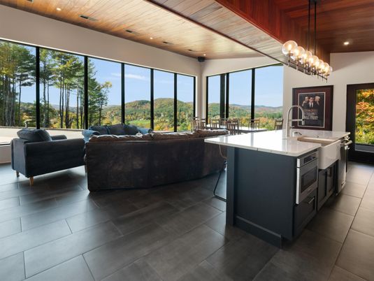 Interior, Kitchen, Living room, Pendant Lights, Recessed Lighting, Wooden Ceilings