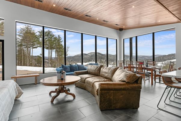 Dining room, Interior, Living room, Recessed Lighting, Sun Room, Wooden Ceilings