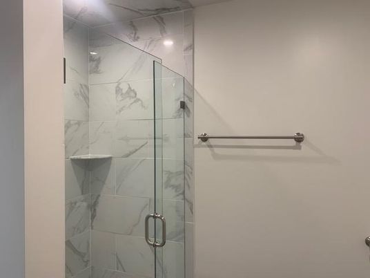Bathroom, Glass Shower, Interior, Marble Walls