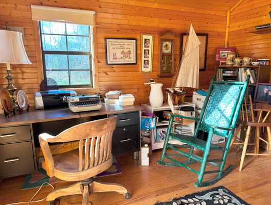 Home Office, Interior, Wood Texture Flooring, Wooden Walls