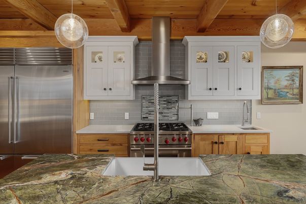 Interior, Kitchen, Pendant Lights, Stainless Steel Appliances, Wooden Beams, Wooden Ceilings