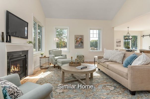 Dining room, Fireplace, Interior, Living room, Pendant Lights, Wood Texture Flooring