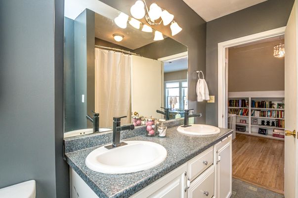 Bathroom, Dual Sink Vanities, Interior, Wood Texture Flooring