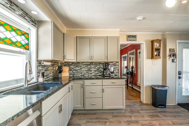 Interior, Kitchen, Recessed Lighting, Wood Texture Flooring