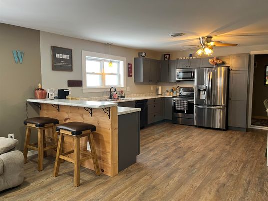 Interior, Kitchen, Stainless Steel Appliances, Wood Texture Flooring