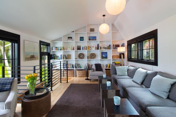 Interior, Living room, Pendant Lights, Wood Texture Flooring