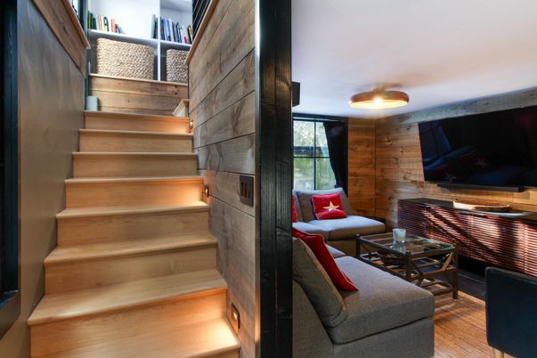 Interior, Living room, Wood Texture Flooring, Wooden Walls