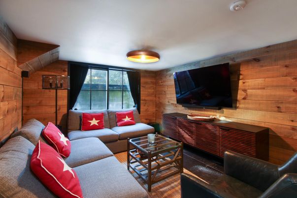 Interior, Living room, Wooden Walls