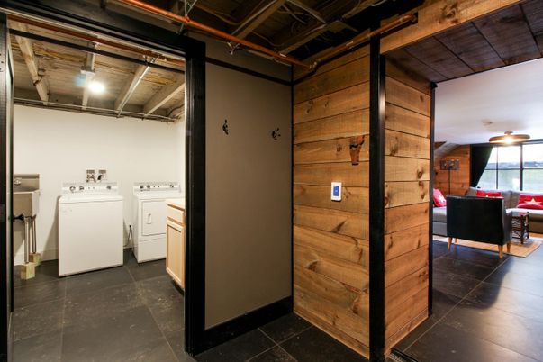 Interior, Washer, Wooden Walls