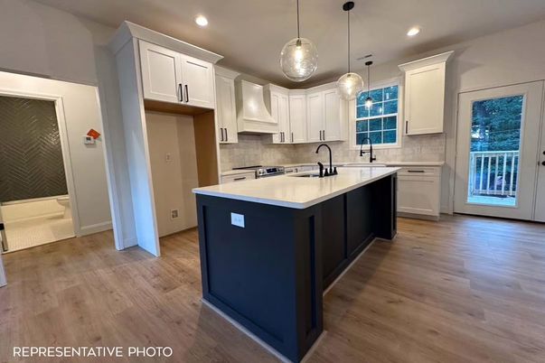 Interior, Kitchen, Pendant Lights, Recessed Lighting, Wood Texture Flooring