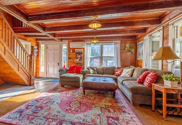 Interior, Living room, Pendant Lights, Wooden Beams, Wooden Ceilings, Wood Texture Flooring, Wooden Walls