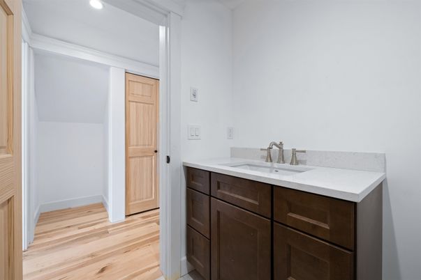 Bathroom, Interior, Recessed Lighting, Wood Texture Flooring