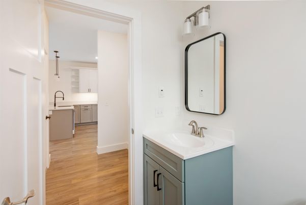 Bathroom, Interior, Recessed Lighting, Wood Texture Flooring