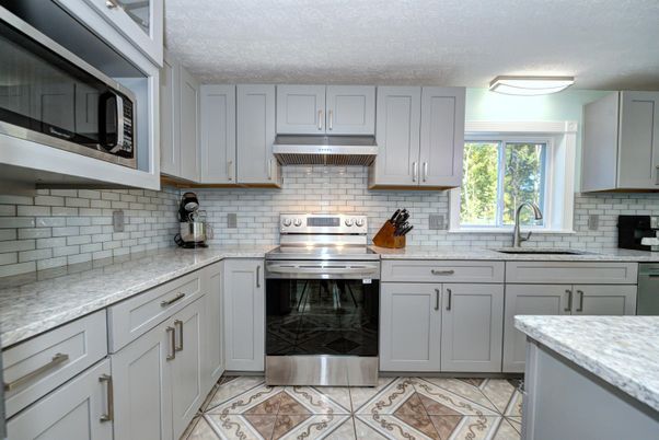 Interior, Kitchen, Stainless Steel Appliances, Stone Walls