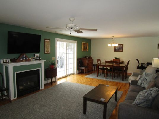 Chandelier, Dining room, Fireplace, Interior, Living room, Wood Texture Flooring