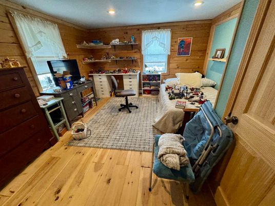 Interior, Recessed Lighting, Wood Texture Flooring, Wooden Walls
