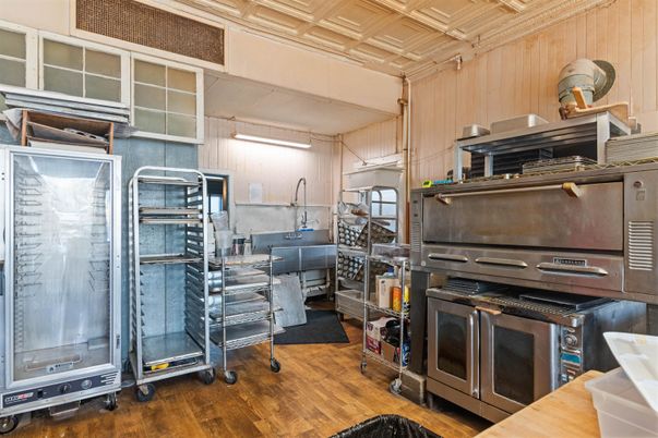 Interior, Kitchen, Stainless Steel Appliances, Wood Texture Flooring, Wooden Walls