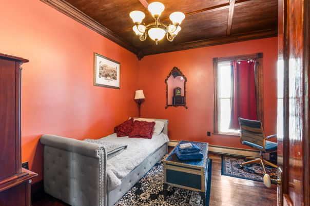 Bedroom, Chandelier, Interior, Wood Texture Flooring