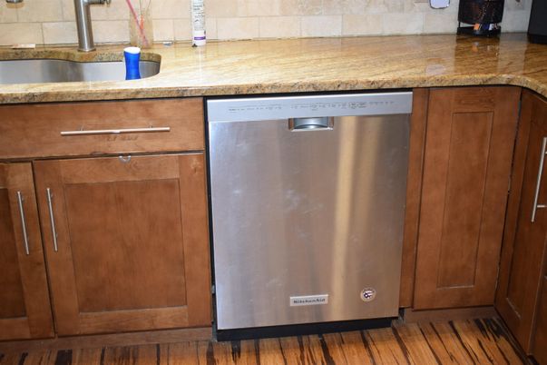 Interior, Kitchen, Stainless Steel Appliances, Wood Texture Flooring