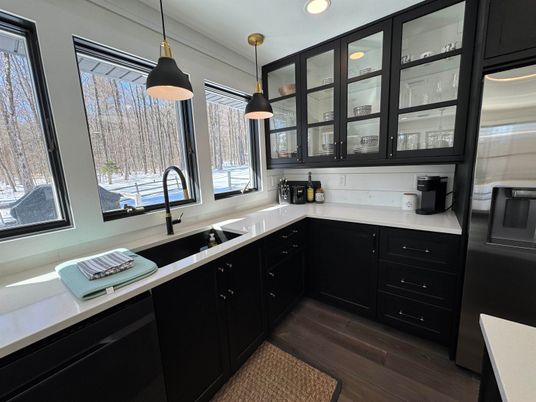 Interior, Kitchen, Pendant Lights, Recessed Lighting, Wood Texture Flooring