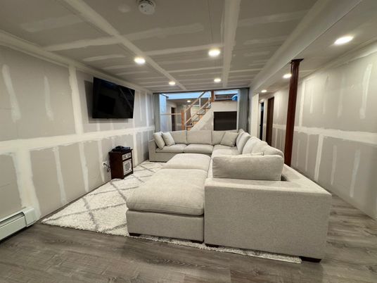 Interior, Living room, Recessed Lighting, Wood Texture Flooring