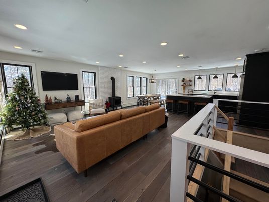 Dining room, Interior, Kitchen, Living room, Pendant Lights, Recessed Lighting, Wood Texture Flooring