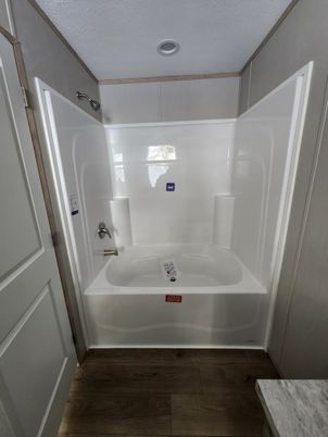 Bathroom, Interior, Recessed Lighting, Wood Texture Flooring