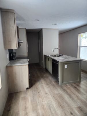 Interior, Kitchen, Recessed Lighting, Wood Texture Flooring