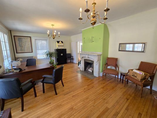 Chandelier, Dining room, Fireplace, Interior, Wood Texture Flooring