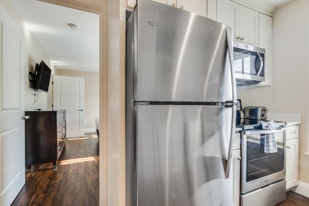 Interior, Kitchen, Stainless Steel Appliances, Wood Texture Flooring