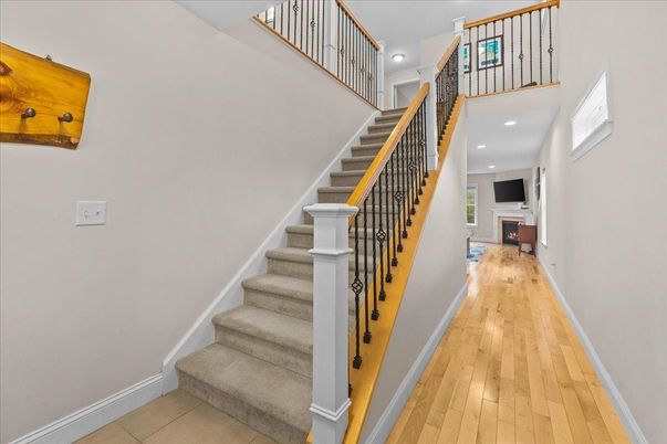 Fireplace, Interior, Recessed Lighting, Wood Texture Flooring