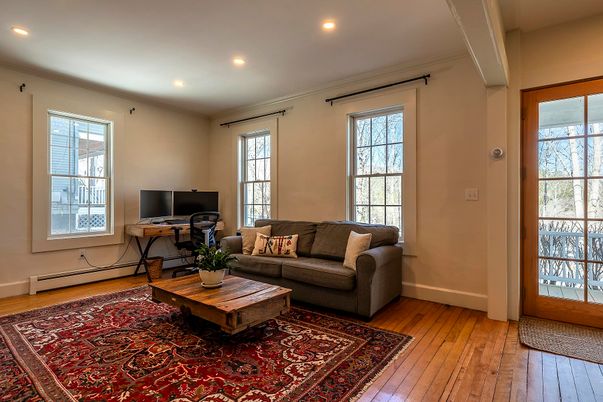 Interior, Living room, Recessed Lighting, Wood Texture Flooring